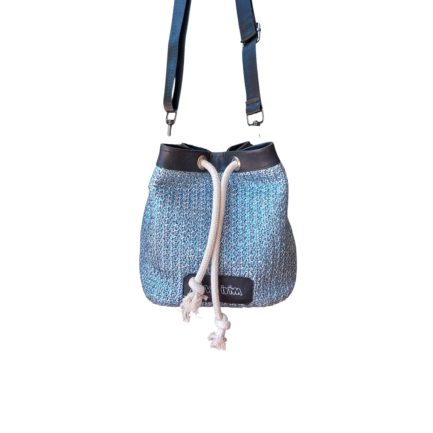 Bolso saco rafia azul - Imagen 5